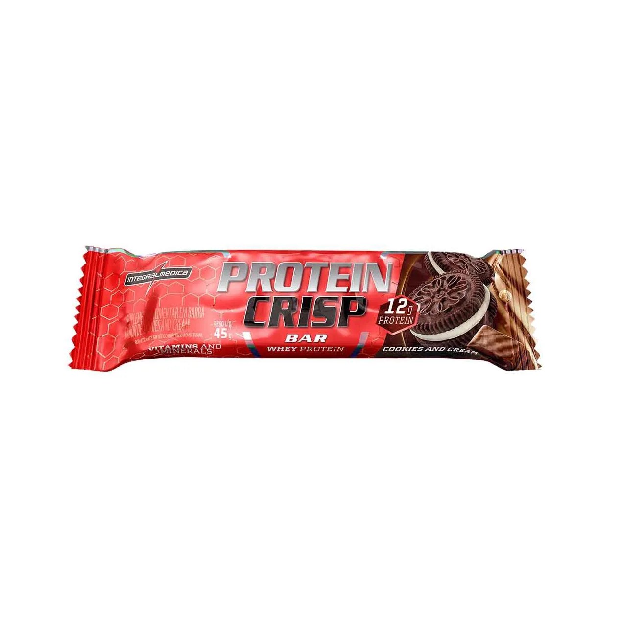 Barra de Proteína Whey Protein Crisp Bar Integralmedica Cookies and Cream 45g