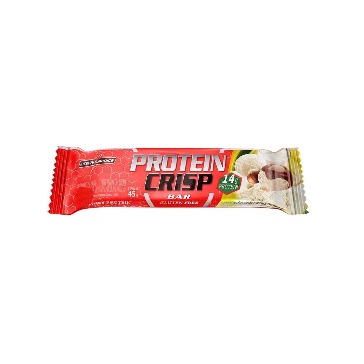 Barra de Proteína Integralmedica Protein Crisp Bar Leite com Creme de Avelã 45g