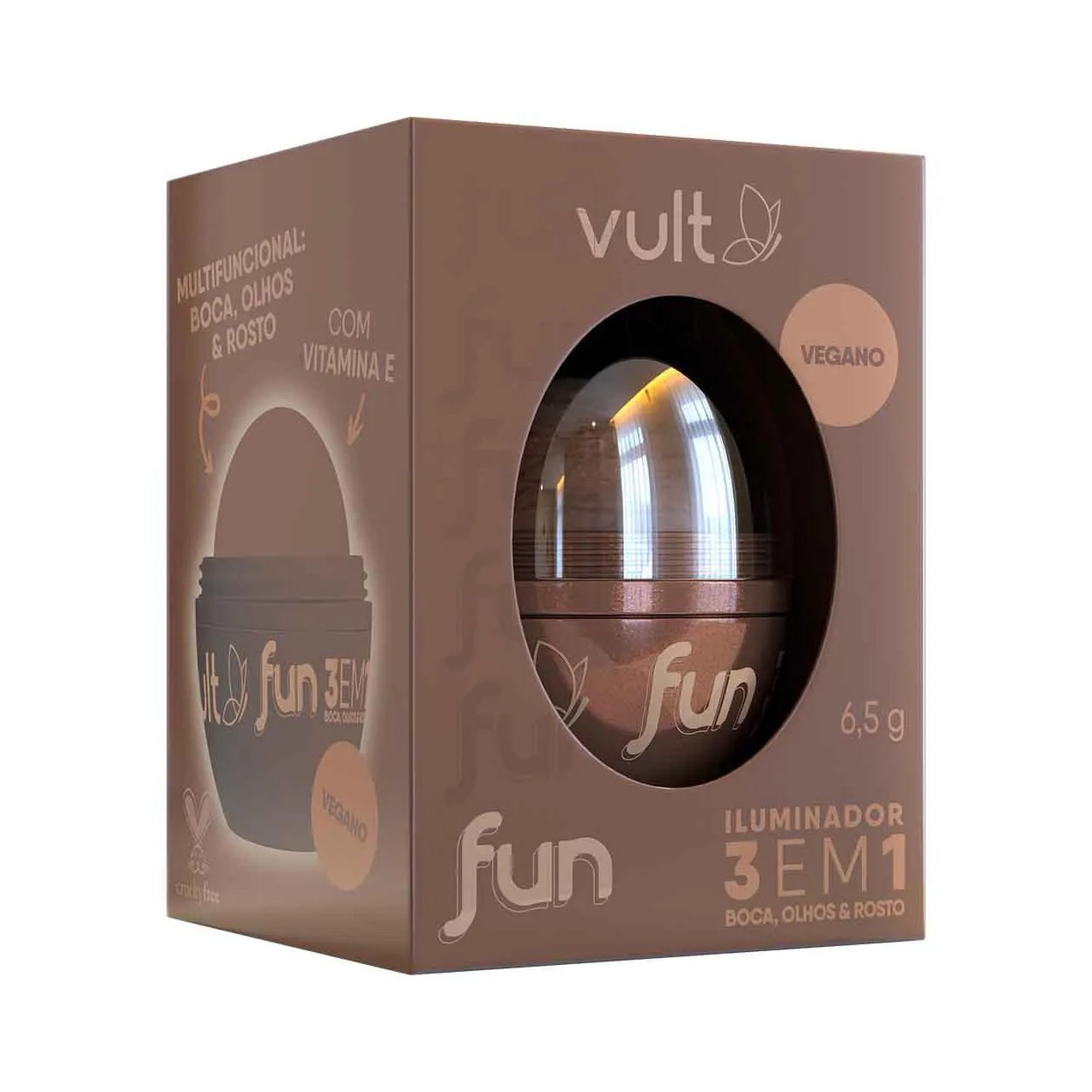 Iluminador Vult Fun 3 em 1 6,5g - Dourado Radiante