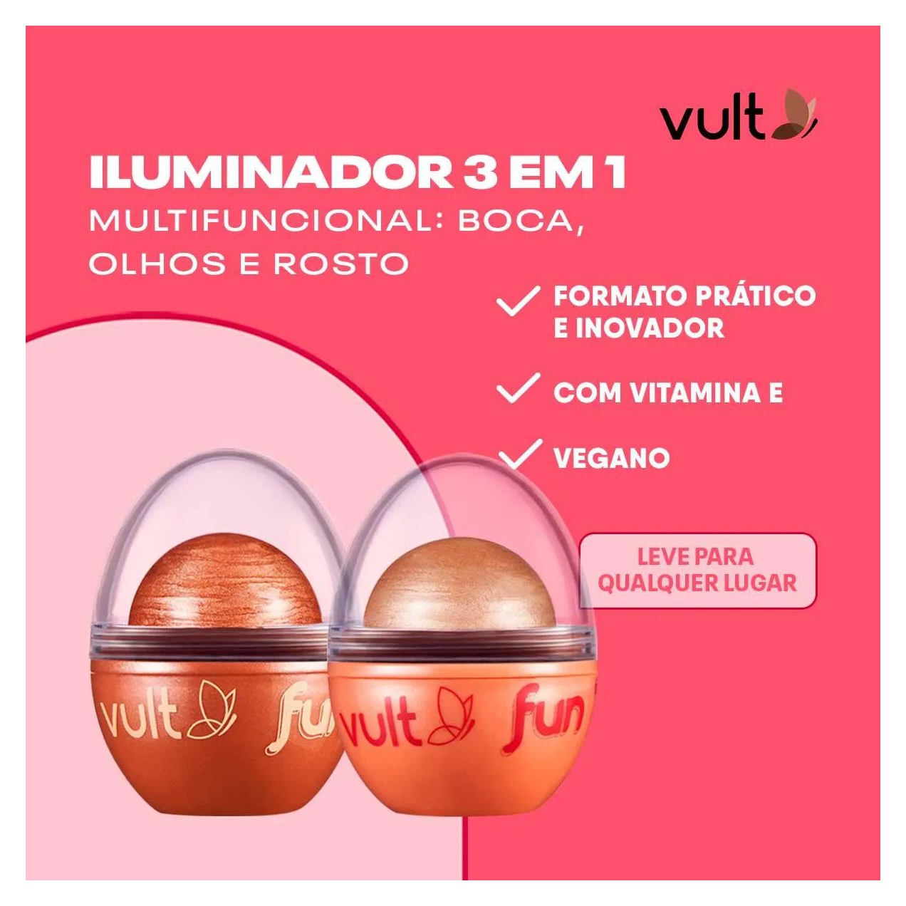 Iluminador Vult Fun 3 em 1 6,5g - Dourado Radiante