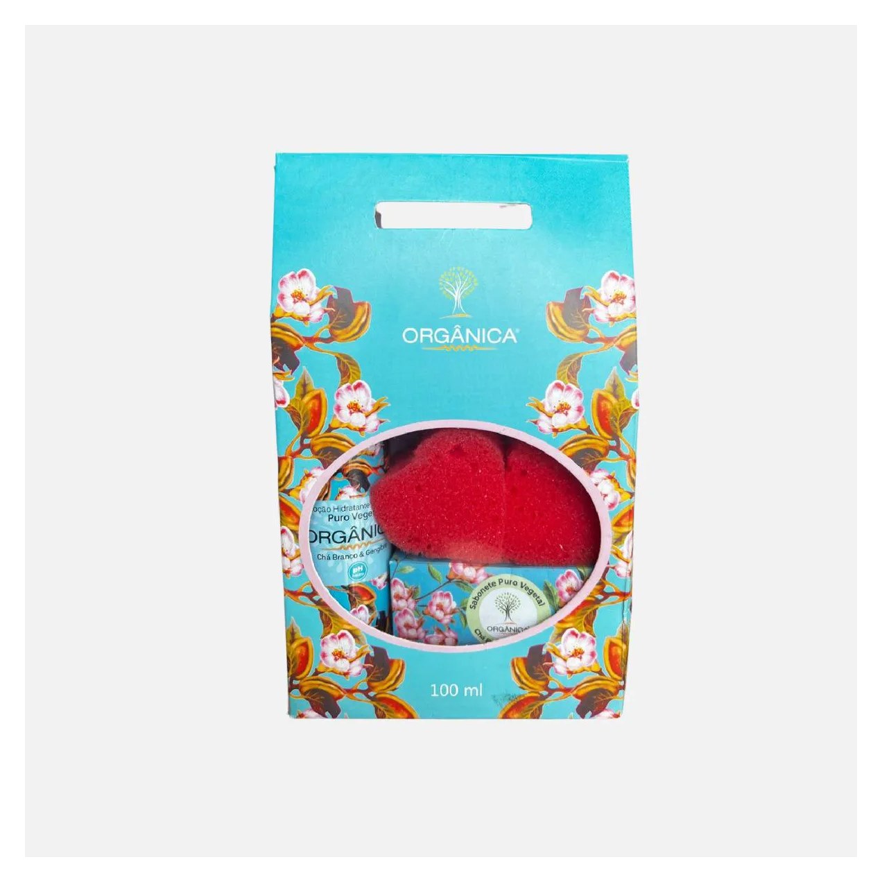 Kit Orgânica Colors Coração - Hidratante + Sabonete em Barra + 2 Esponjas