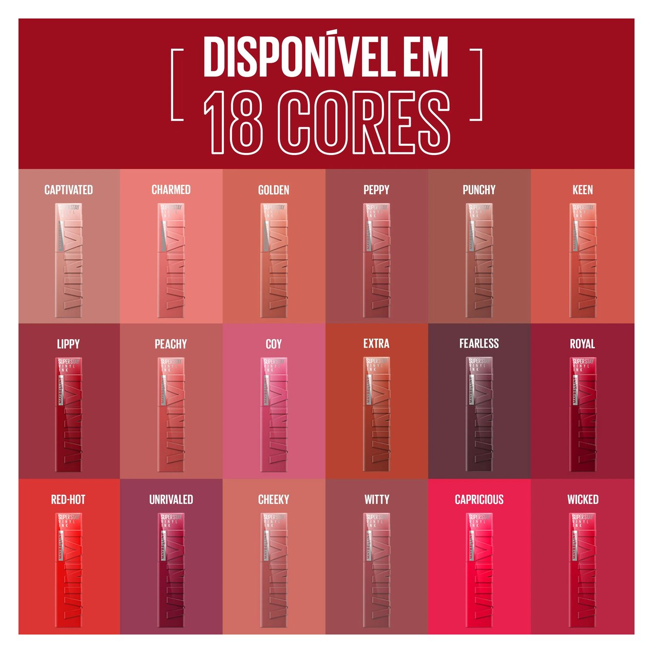 Batom Líquido Maybelline Superstay Vinyl Ink Efeito Espelhado 4,2ml - Charmed