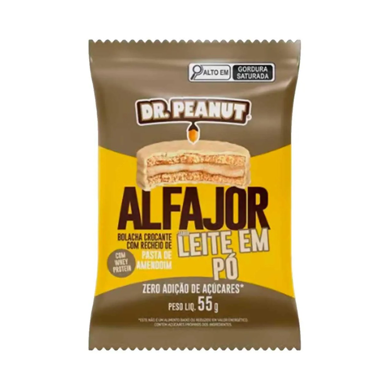 Alfajor Dr Peanut Leite em Pó Zero Açúcar 55g