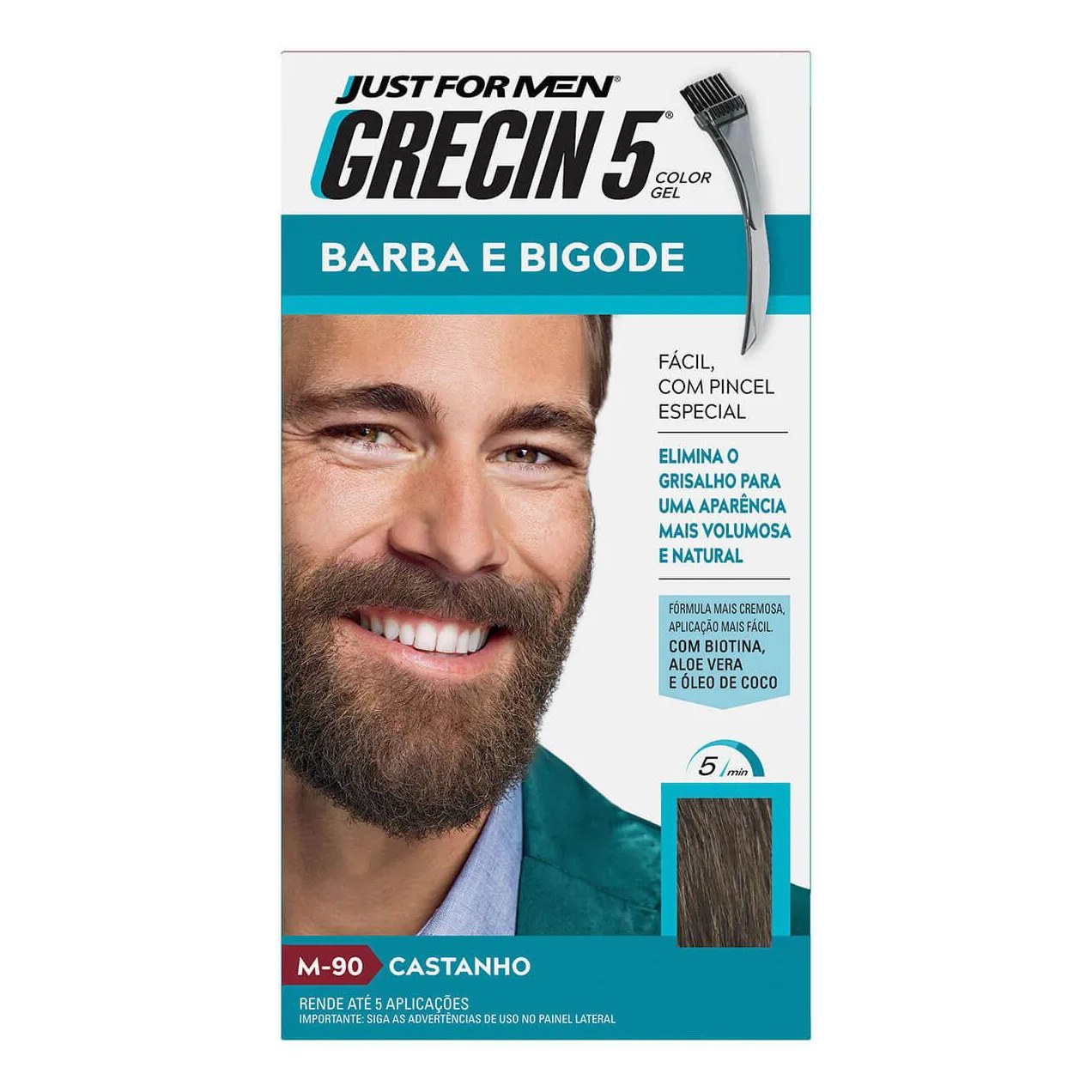Tonalizante Grecin 5 Just For Men Color Gel Barba e Bigode - Castanho
