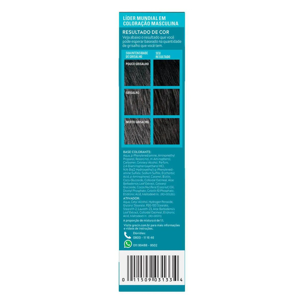 Tonalizante Grecin 5 Just For Men Color Gel Barba e Bigode - Preto