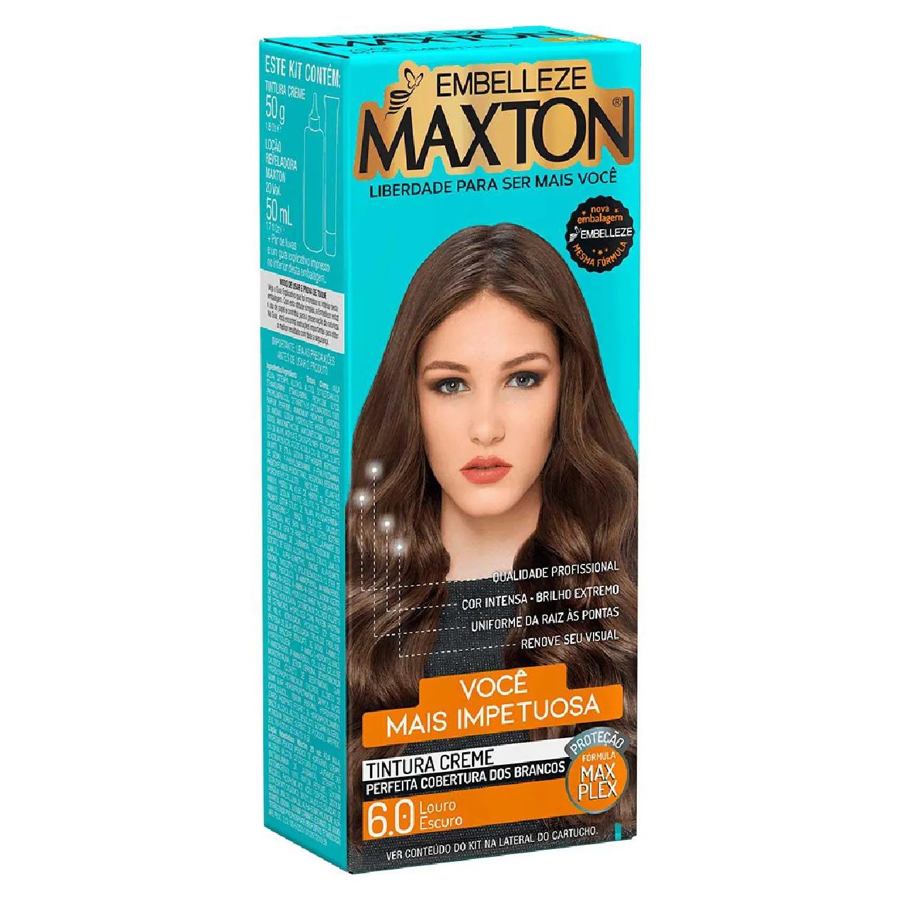 Tinta de Cabelo Permanente Maxton Você Mais Impetuosa - 6.0 Louro Escuro