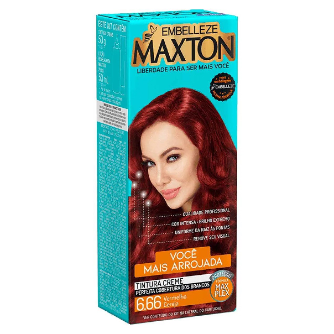 Tinta de Cabelo Permanente Maxton Você Mais Arrojada - 6.66 Vermelho Cereja