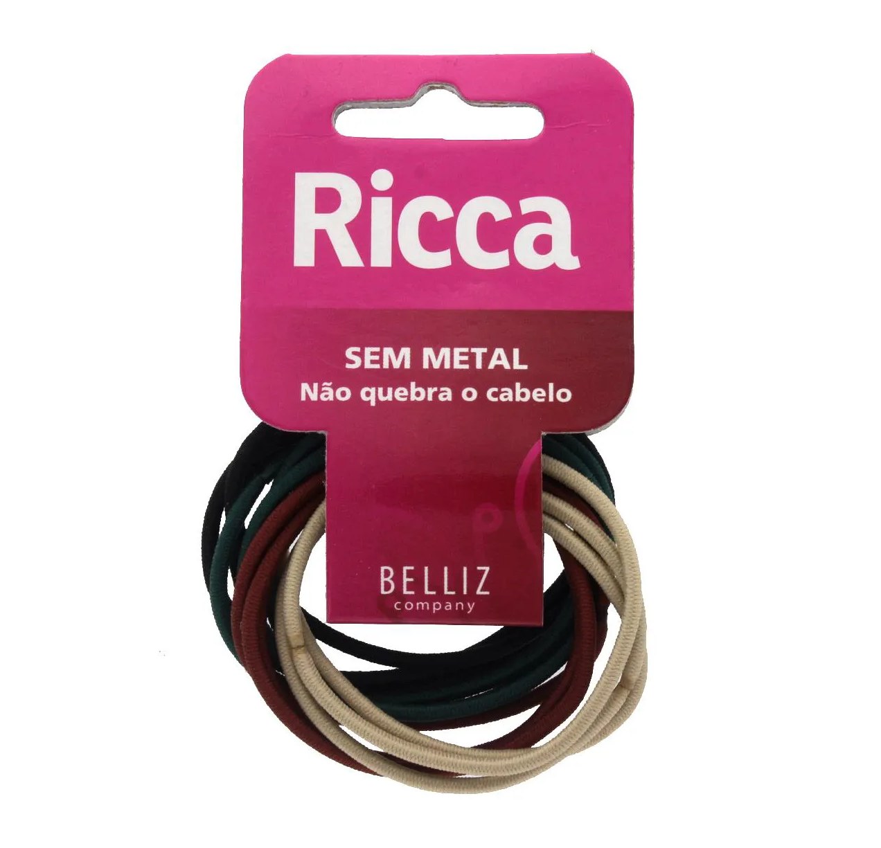 Elástico de Cabelo Ricca Basics Fashion Sem Metal - 12 unidades