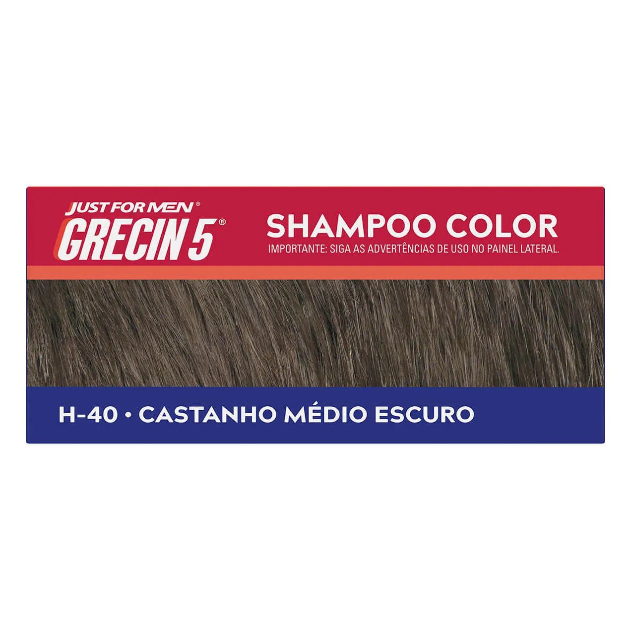 Shampoo Tonalizante Color Just For Men Grecin 5 - H-40 Castanho Médio Escuro