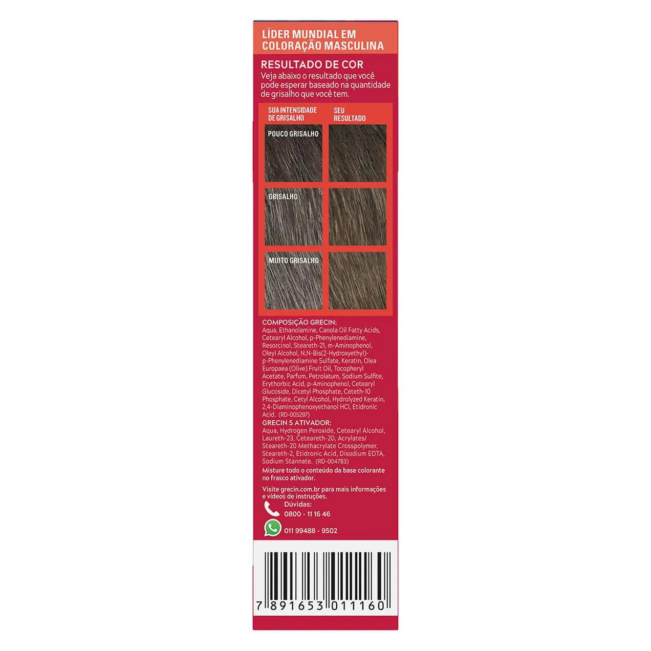 Shampoo Tonalizante Color Just For Men Grecin 5 - H-40 Castanho Médio Escuro