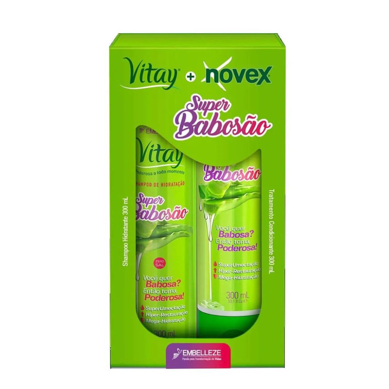 Kit Vitay Novex Super Babosão Shampoo de Hidratação 300ml + Tratamento Condicionante 300ml