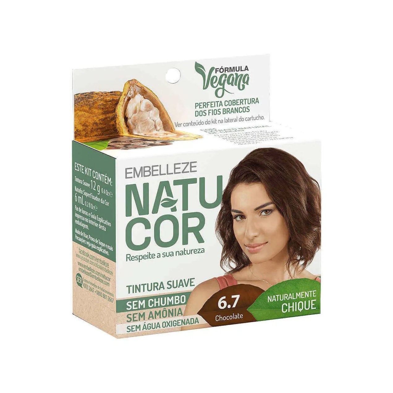 Tinta de Cabelo Permanente Embelleze Natucor - 6.7 Chocolate