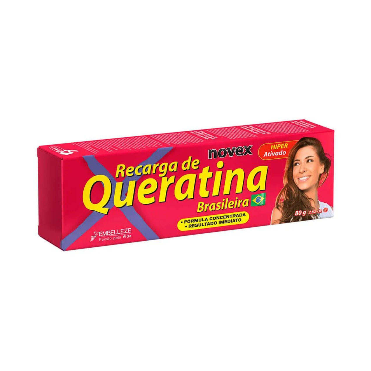 Creme de Cabelo Tratamento Reconstrutor Novex Recarga de Queratina Brasileira 80g
