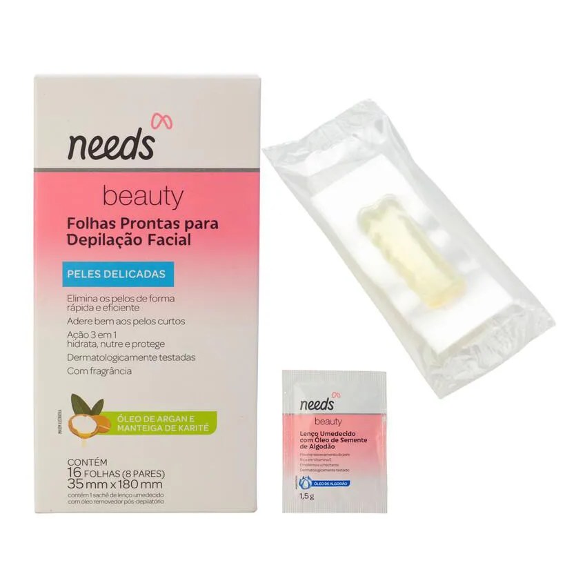 Folha Depilatória Facial Needs Beauty Pele Delicada 16 Folhas