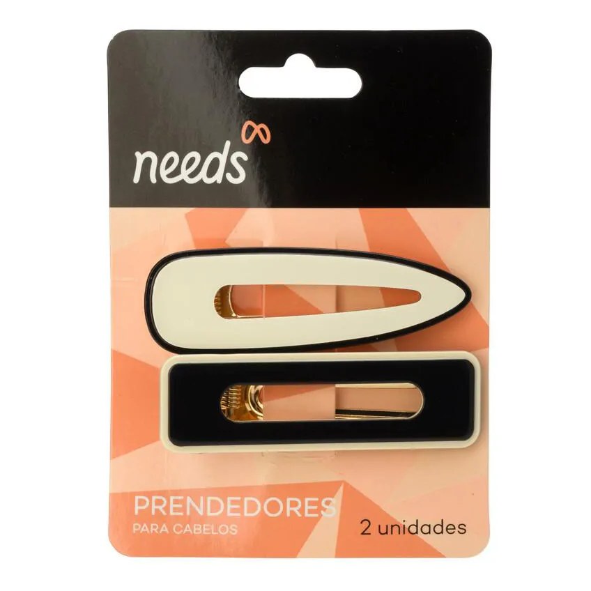 Prendedor de Cabelo Needs Branco 2 unidades
