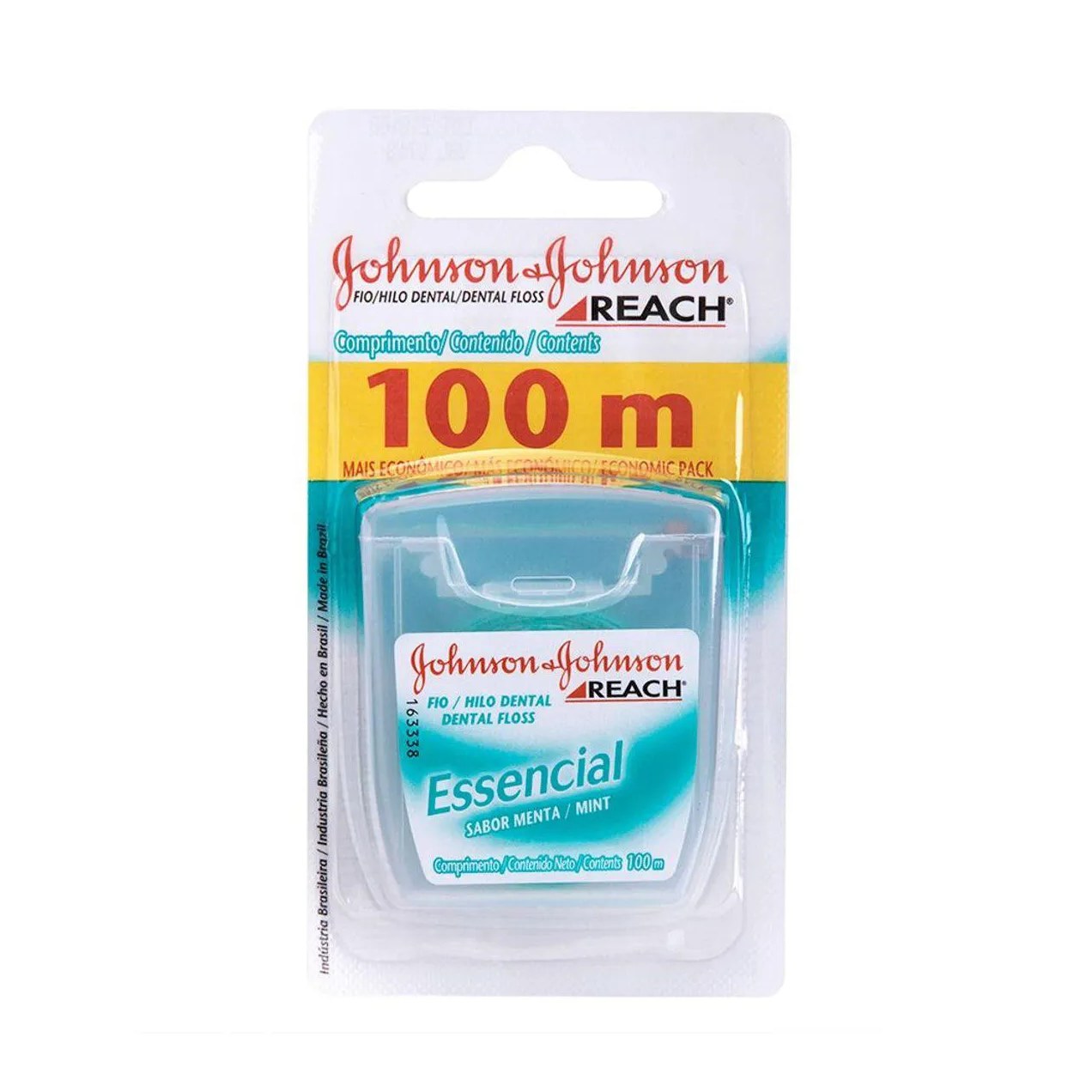 Kit Fio Dental Johnson's Reach Essencial Sabor Menta 3 unidades de 100 metros cada