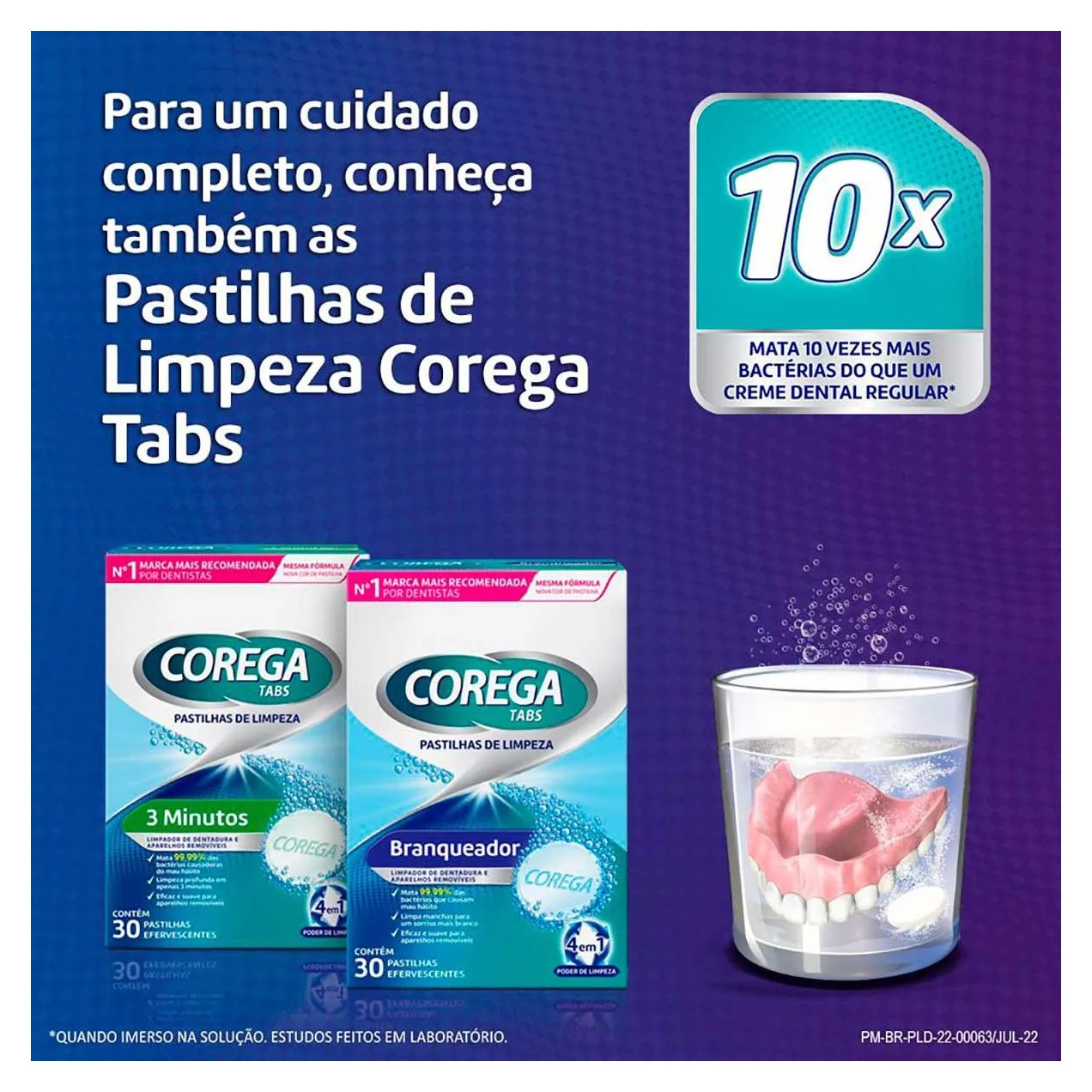 Pó Fixador de Dentaduras Corega 3 em 1 Sabor Menta 50g