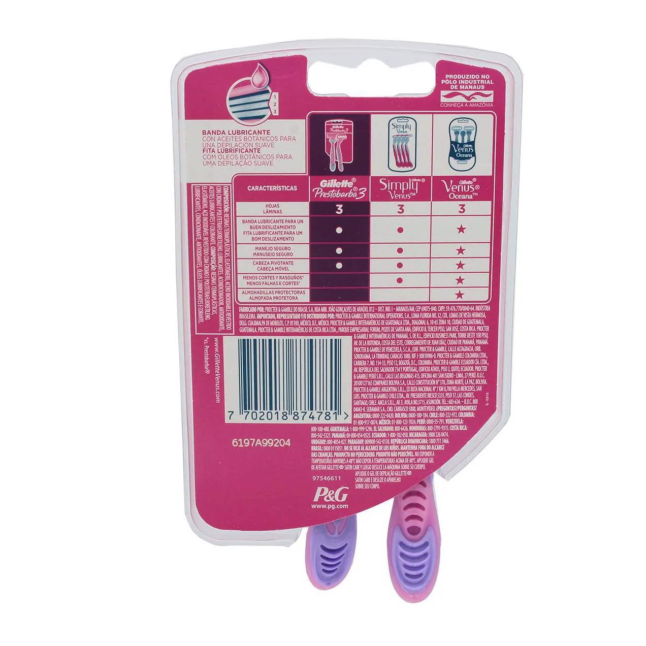 Aparelho de Depilar Feminino Gillette Prestobarba 3 com 2 unidades