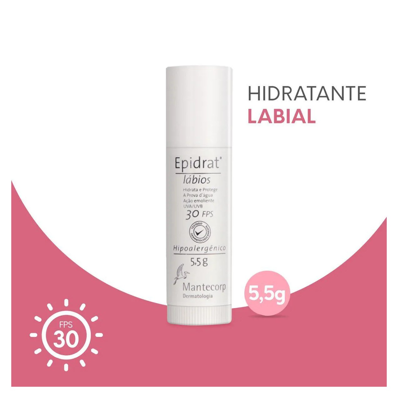 Hidratante Labial Epidrat Lábios Mantecorp FPS 30 com 5,5g