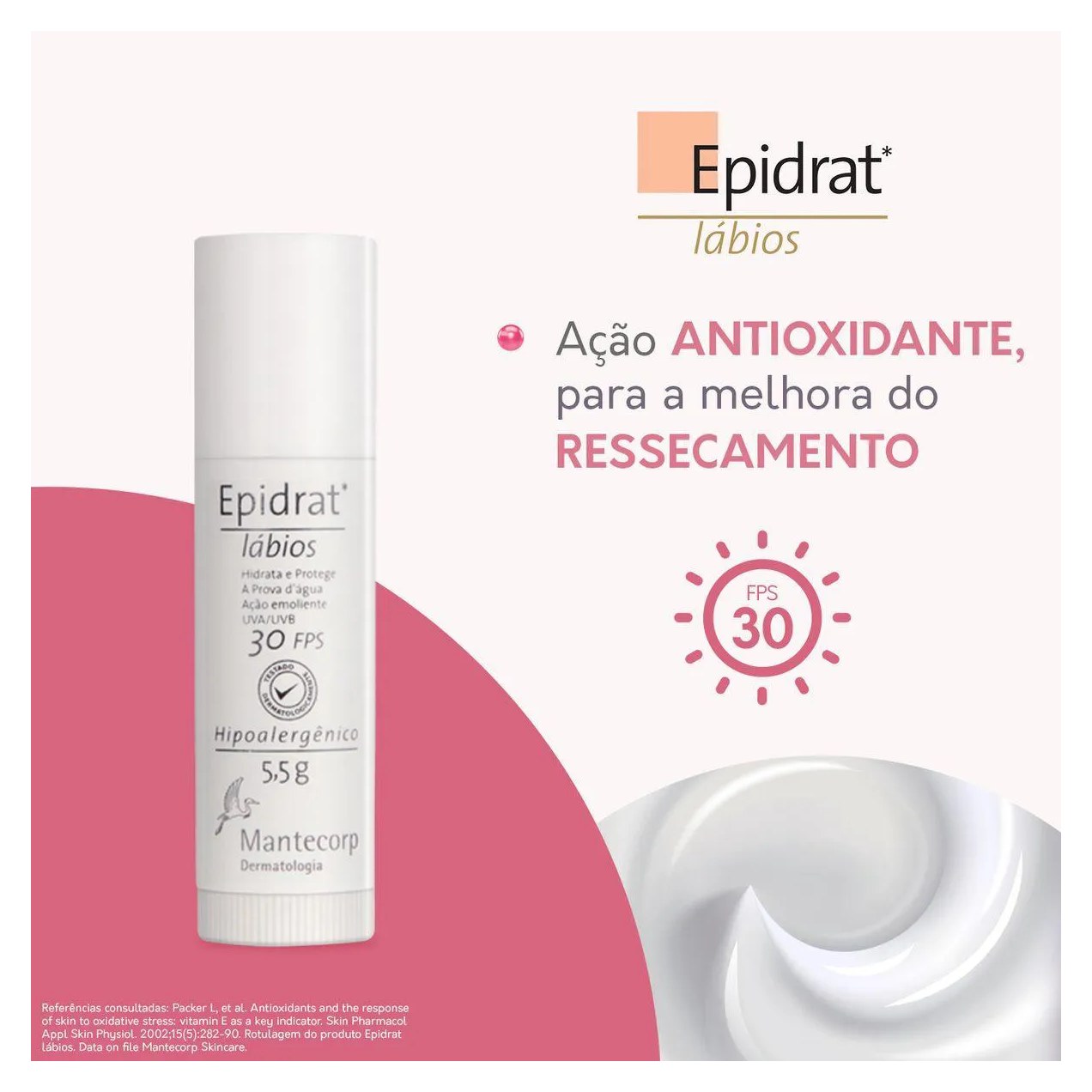 Hidratante Labial Epidrat Lábios Mantecorp FPS 30 com 5,5g