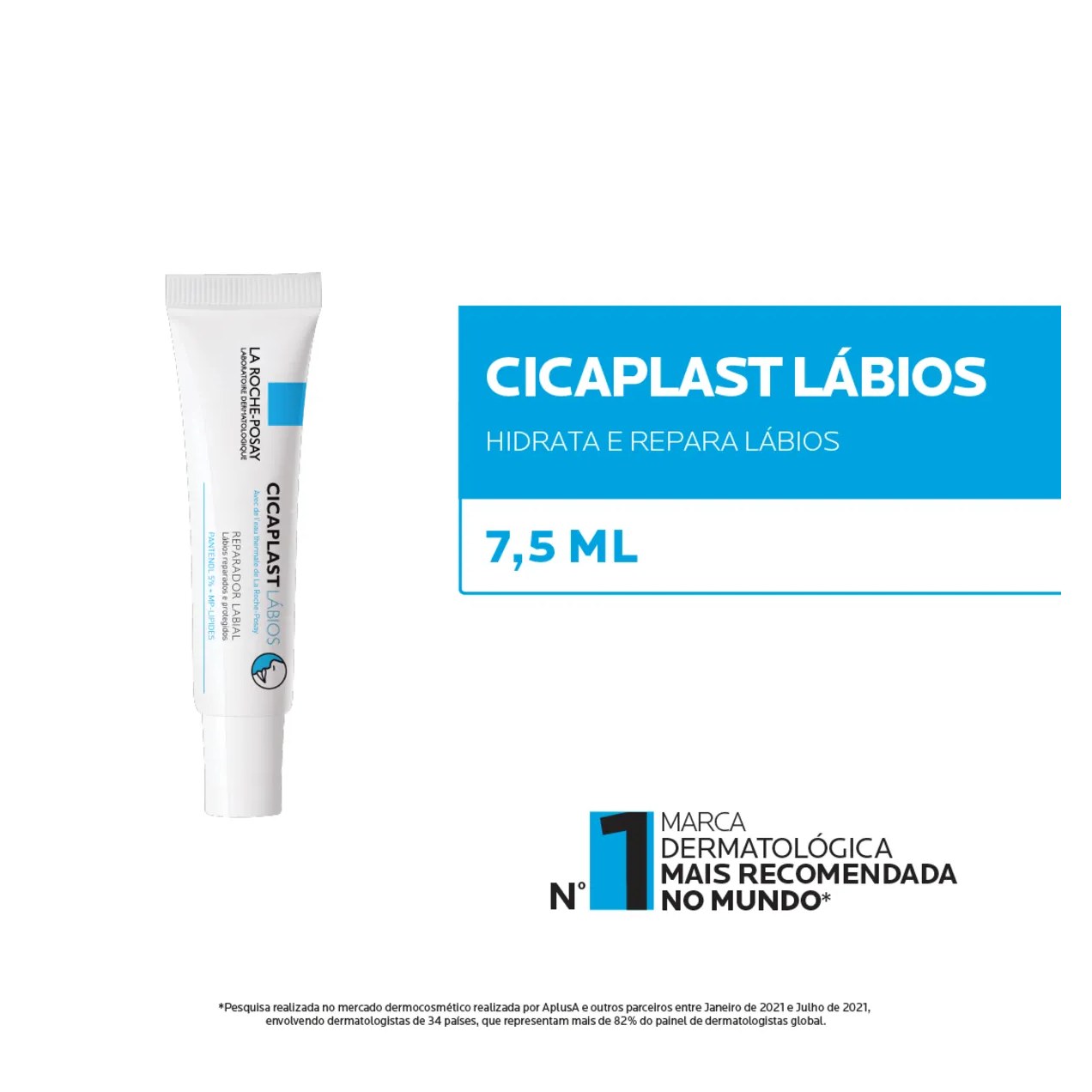 Reparador Labial Cicaplast Lábios La Roche-Posay 7,5ml Reparação e Proteção para Lábios Ressecados