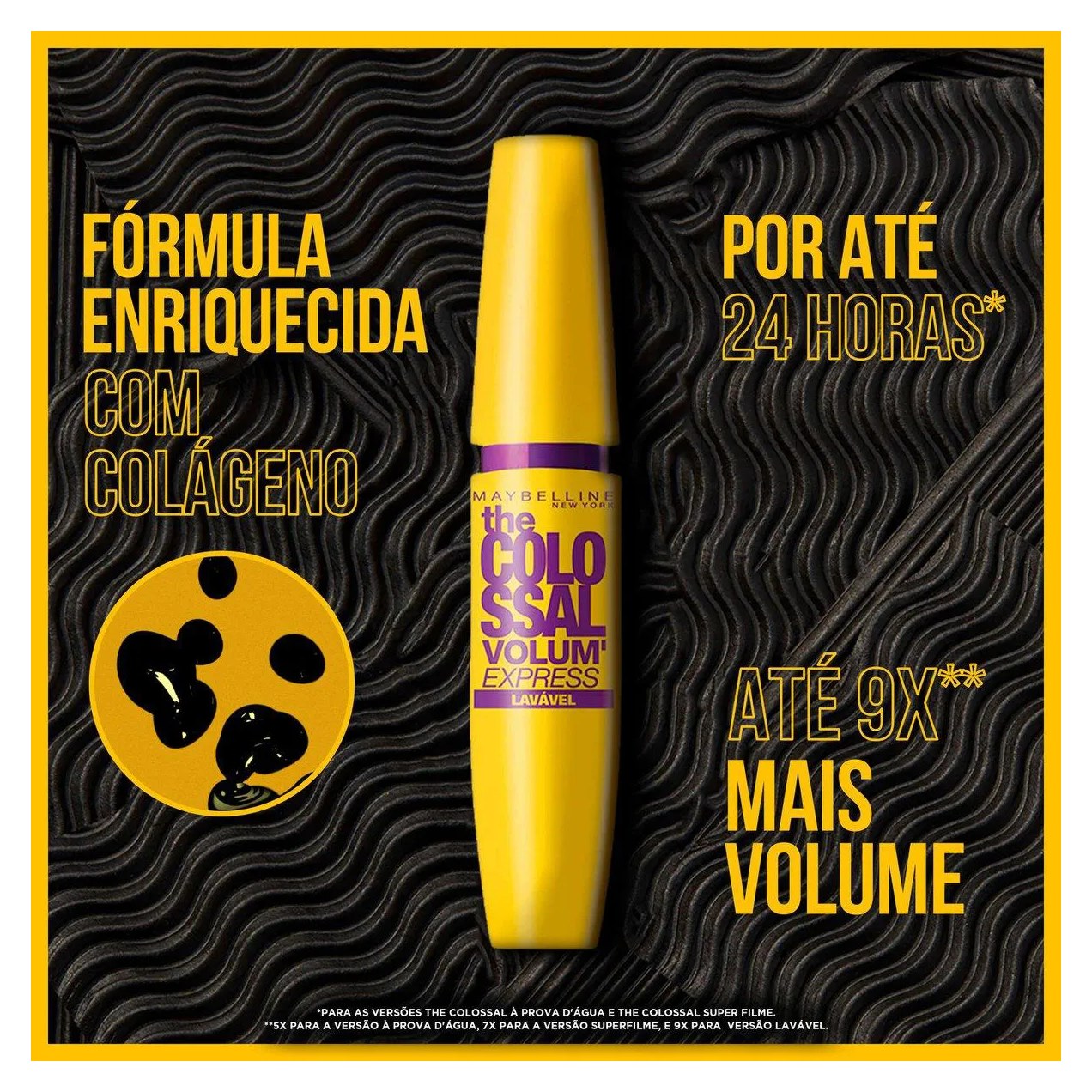 Kit Maybelline NY Máscara de Cílios The Colossal Volum' Express Lavável Preto, 9.2ml - 2 unidades