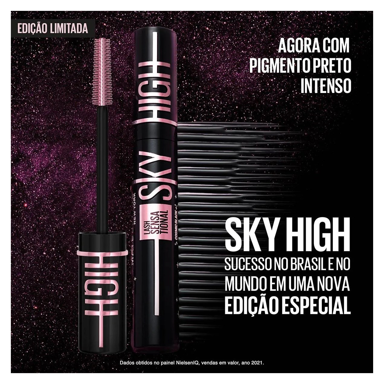 Máscara de Cílios Maybelline NY Lash Sensation Sky High Lavável 7,2ml - Cosmic Black