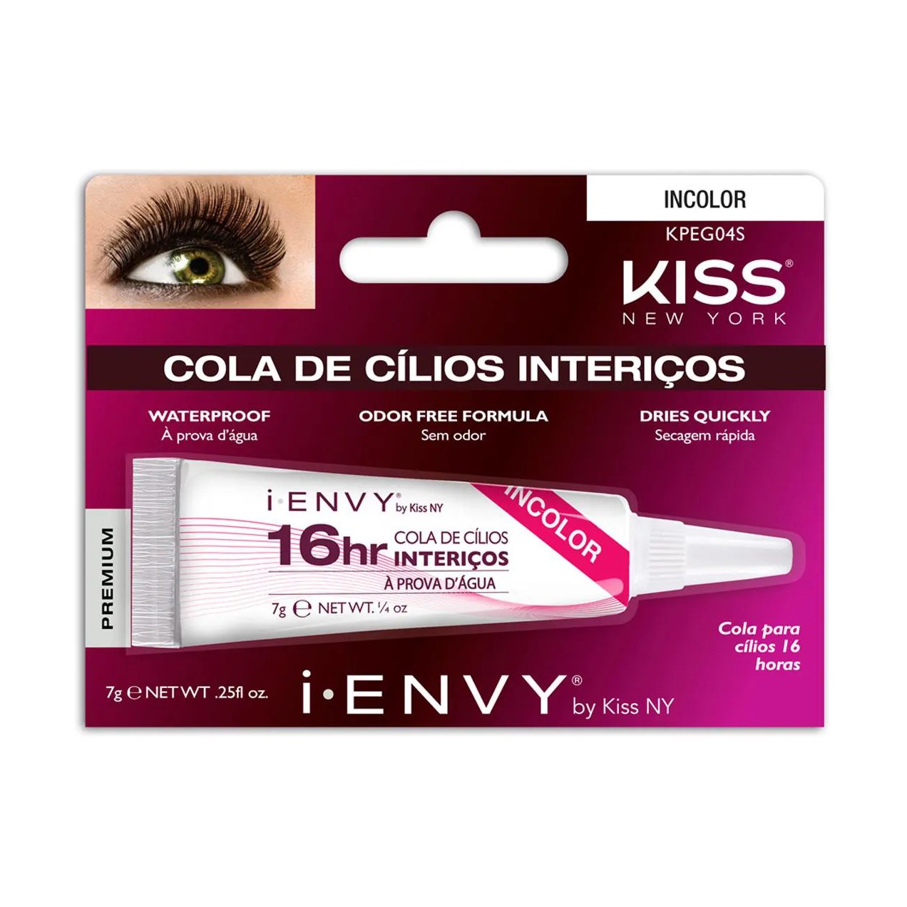 Cola para Cílios Postiços I-ENVY by Kiss NY 16h Incolor com 1 unidade