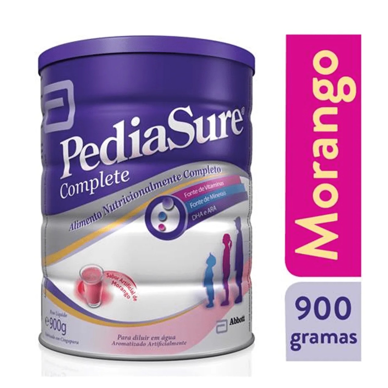 Suplemento Infantil Pediasure Complete 4 a 10 anos Morango 900g