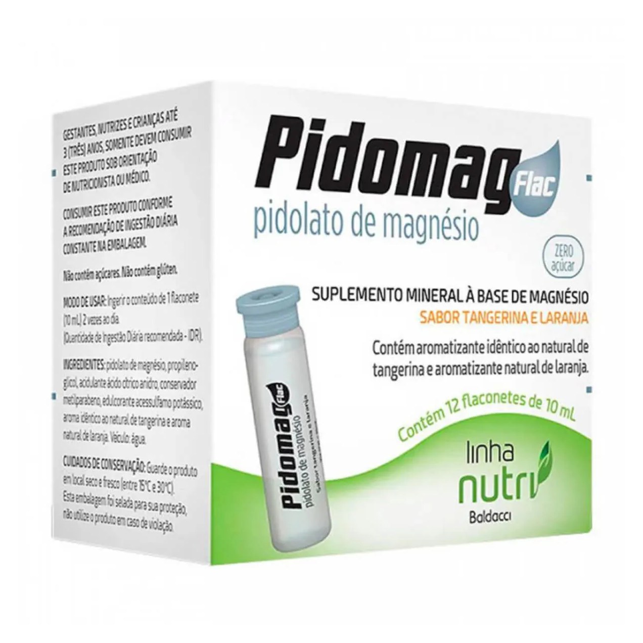 Pidolato de Magnésio Pidomag Flac Tangerina e Laranja 12 flaconetes de 10ml