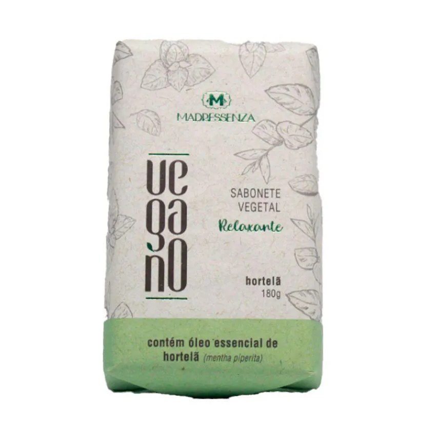 Sabonete em Barra Vegano Relaxante Hortelã Madressenza 180g