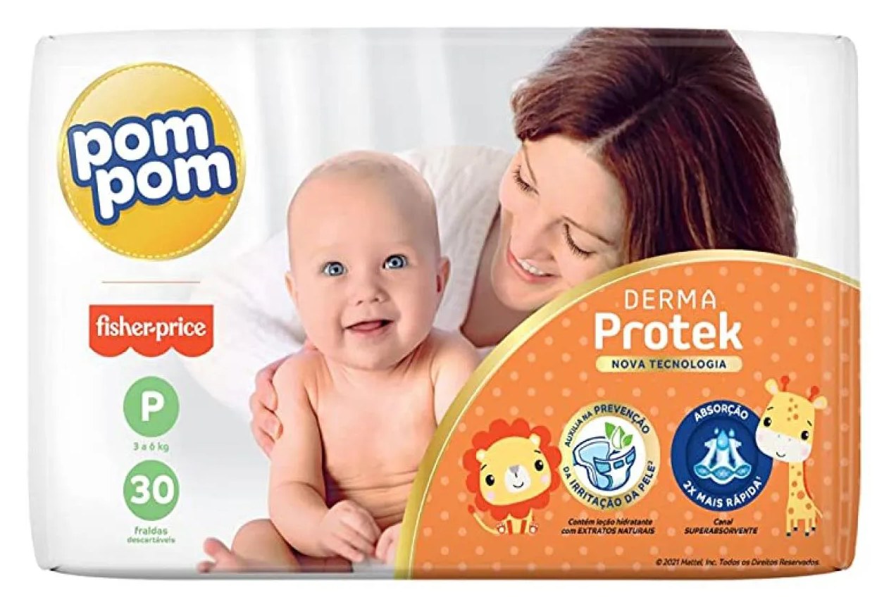 Fralda Pom Pom Derma Protek P 30 unidades