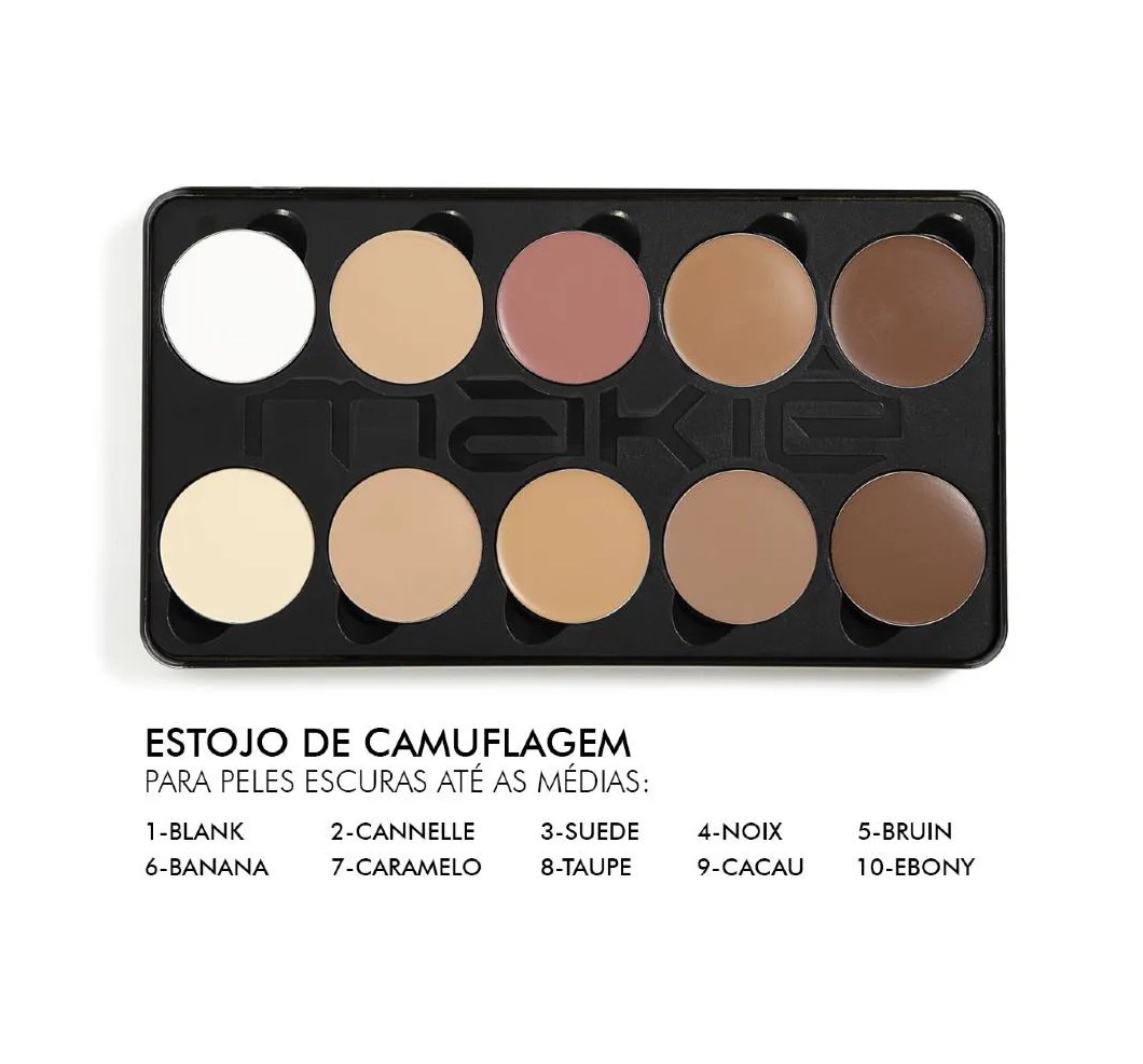 Paleta de Corretivo Makiê Camuflagem Creme Cor Média a Escura