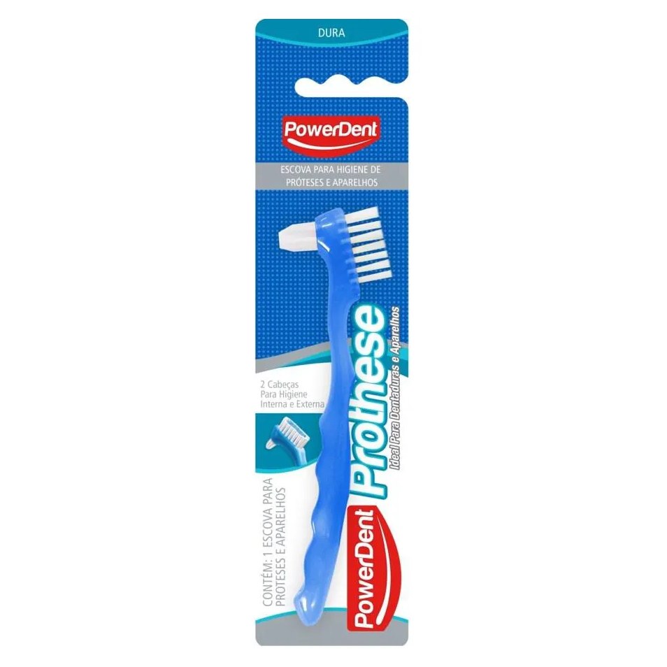 Escova Dental Duas Cabeças Dura Prothese Power Dent