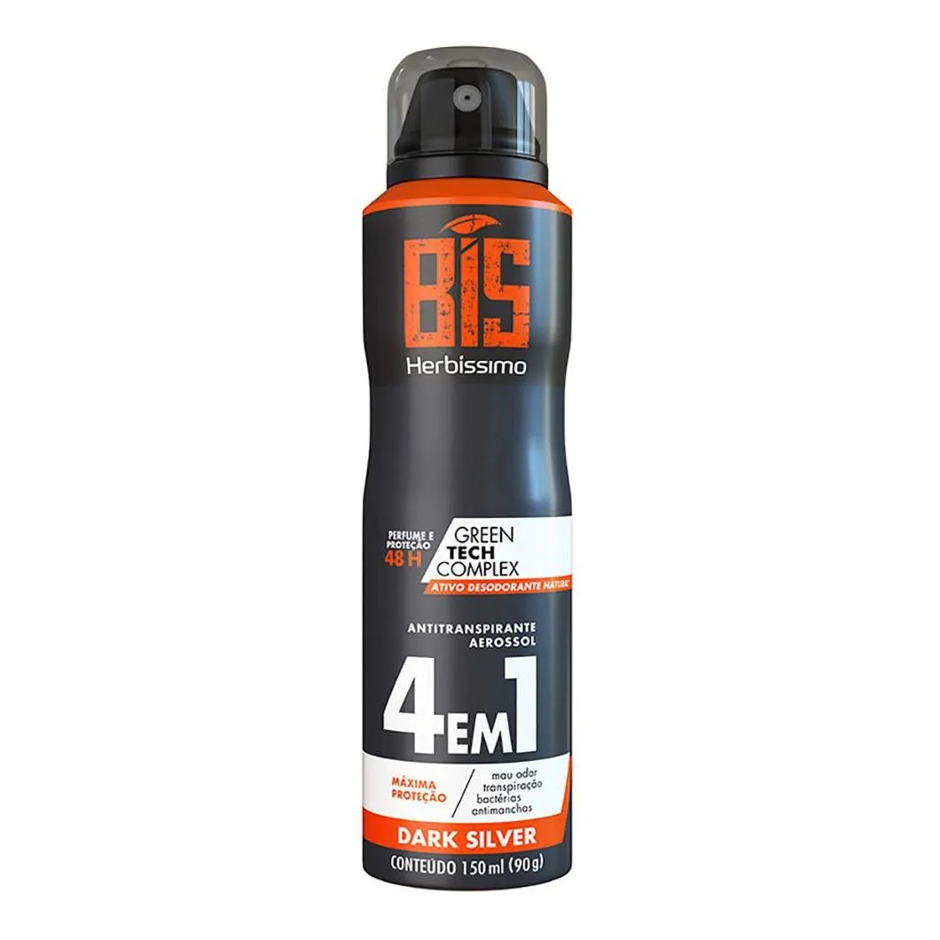 Desodorante Antitranspirante Aerosol Herbíssimo Bis Dark Silver 48h 150ml