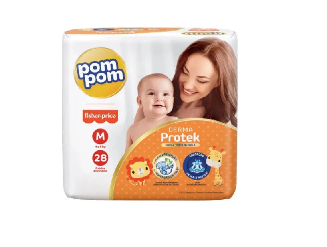Fralda Pom Pom Derma Protek Jumbo M 28 unidades