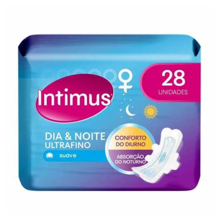 Absorvente Intimus Dia & Noite Cobertura Suave com Abas com 28 unidades