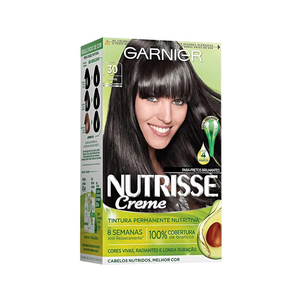 Tintura garnier permanente nutrisse 30 castanho escuro grafite
