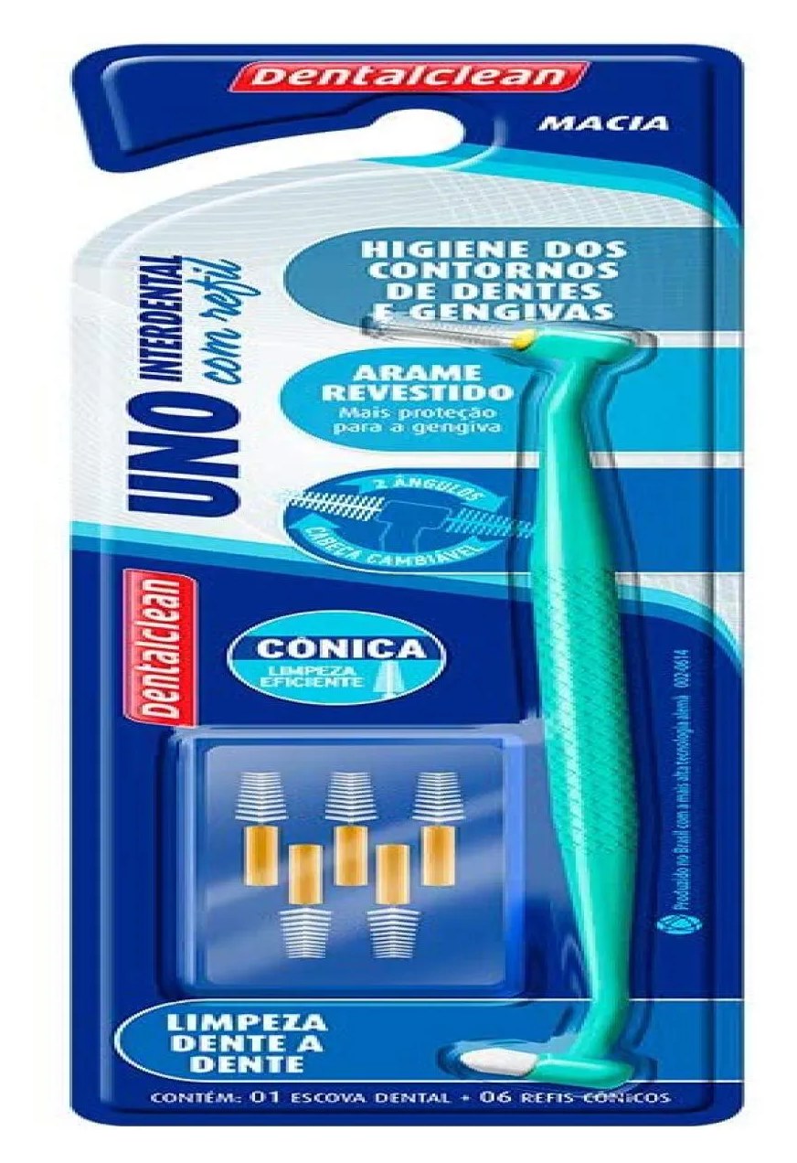 Escova de Dentes Unitufo Uno Dentalclean com Suporte para Interdental Cônica - Grátis Refil Cônico 6 unidades