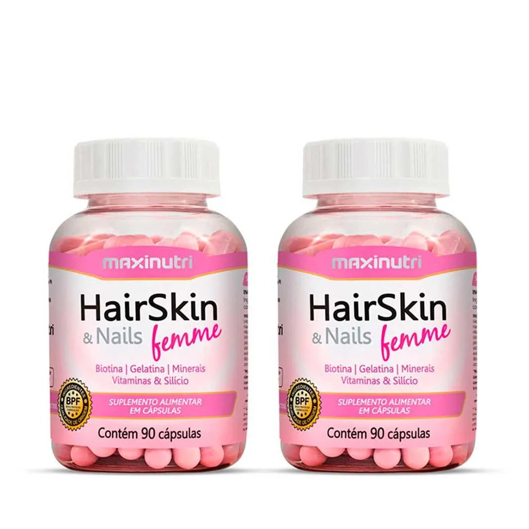 Kit 02 hairskin femme com 90 capsulas maxinutri