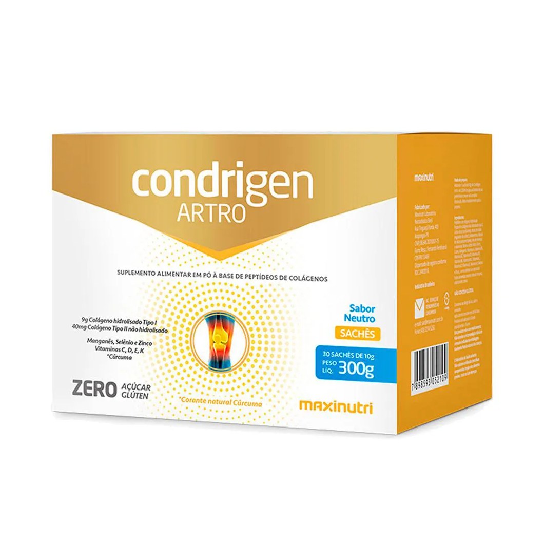 Condrigen Artro Colágeno Tipo 1 e 2 Sachê Neutro Maxinutri