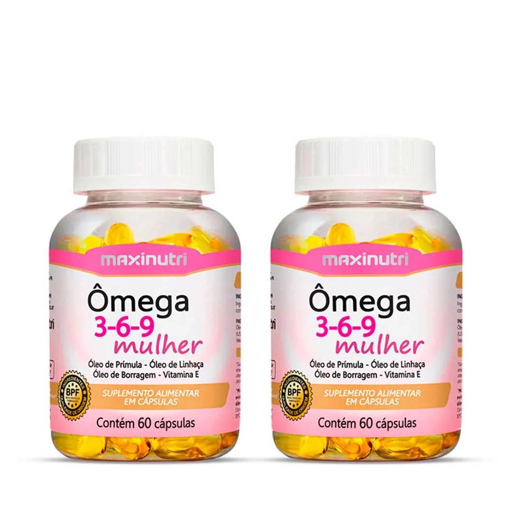 Kit 02 ômega 3-6-9 mulher 60 capsulas maxinutri
