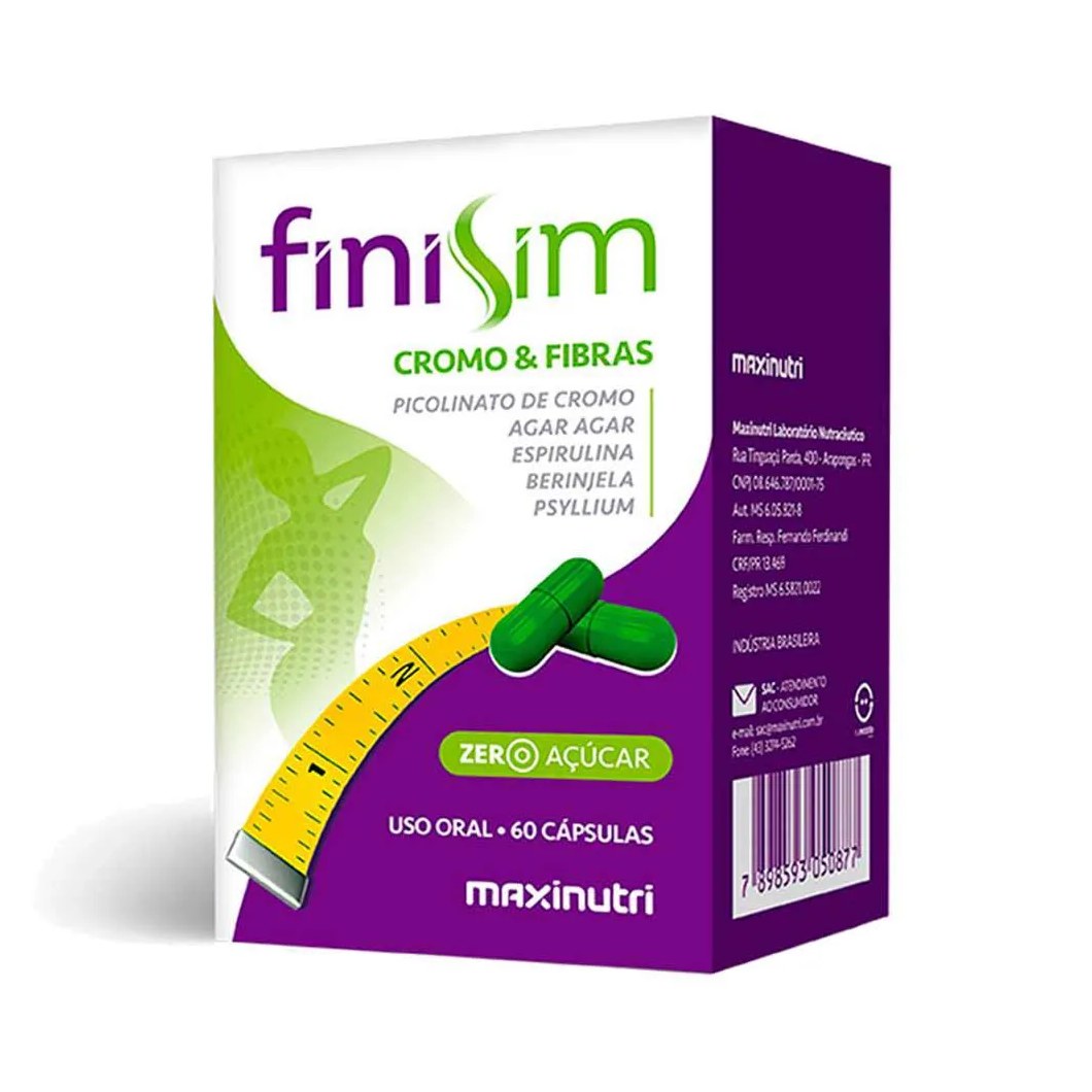 Suplemento Vitamínico FiniSim Cromo e Fibras Maxinutri com 60 Cápsulas