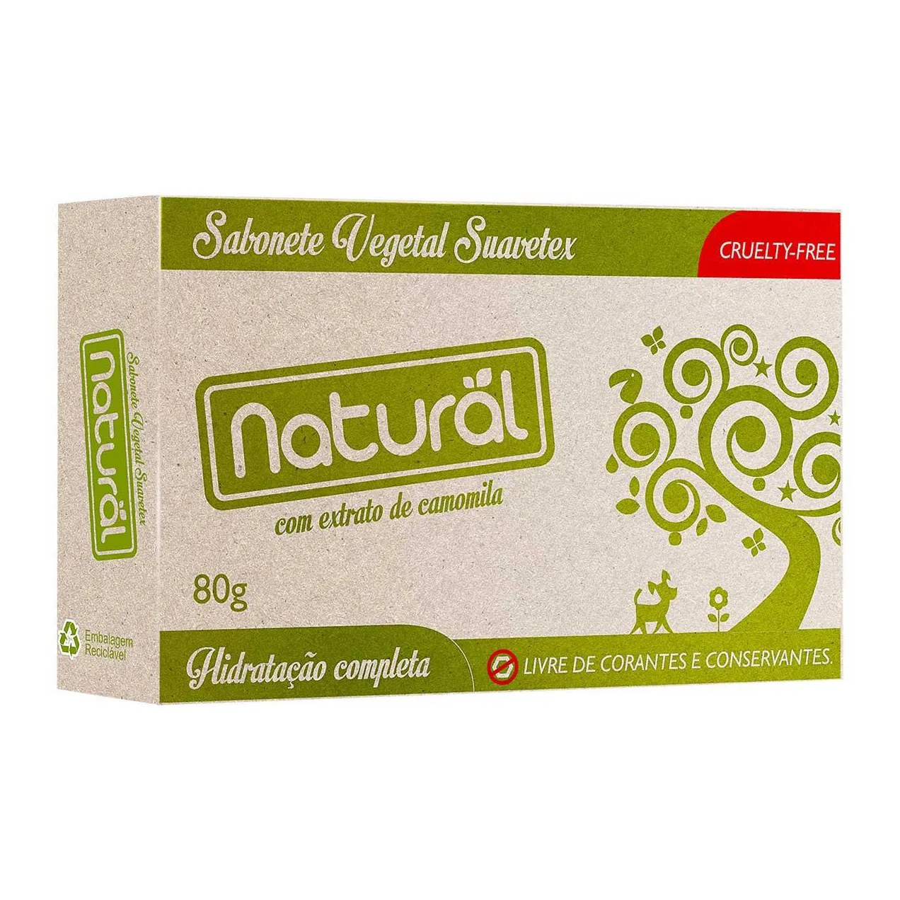 Sabonete Vegetal Suavetex Natural Extrato de Camomila em Barra 80g