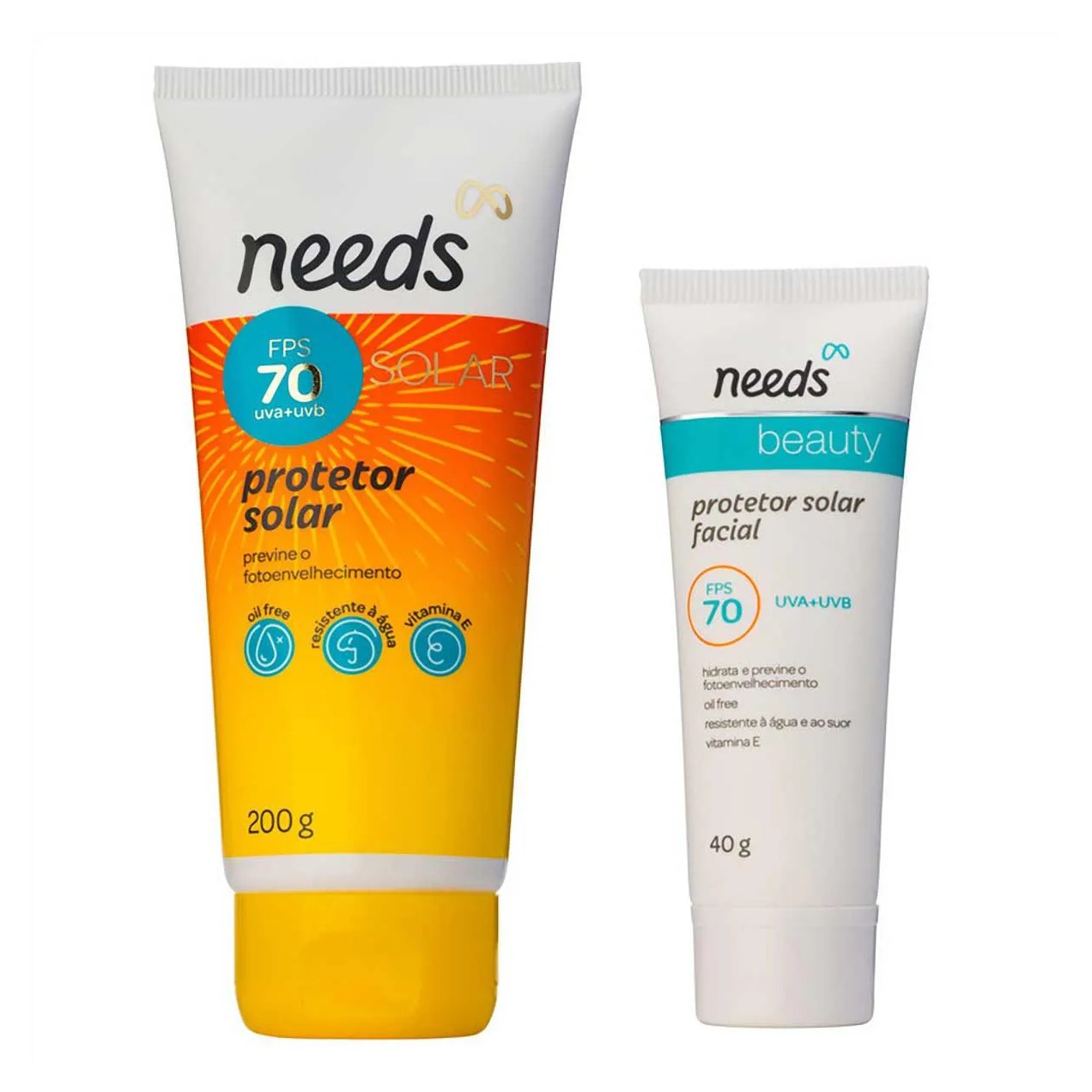 Kit Protetor Solar FPS 70 Needs Facial 40g + Corporal 200g