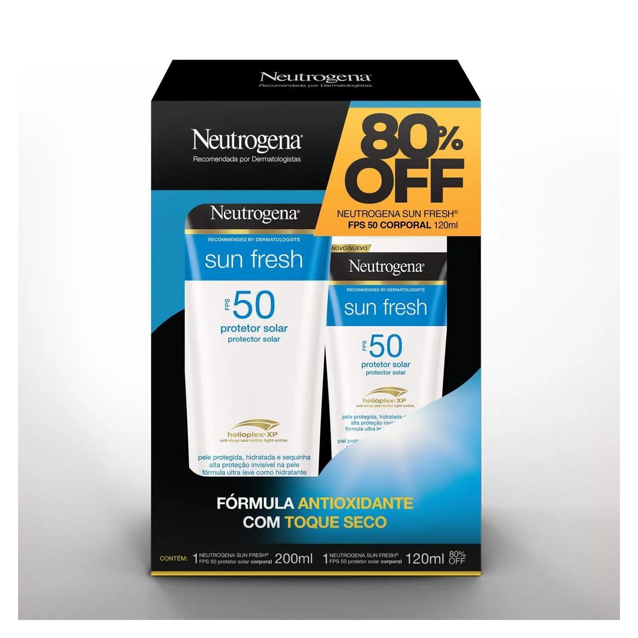 Kit Neutrogena 1 Sun Fresh FPS 50 200ml + 120ml Promopack com 80% OFF