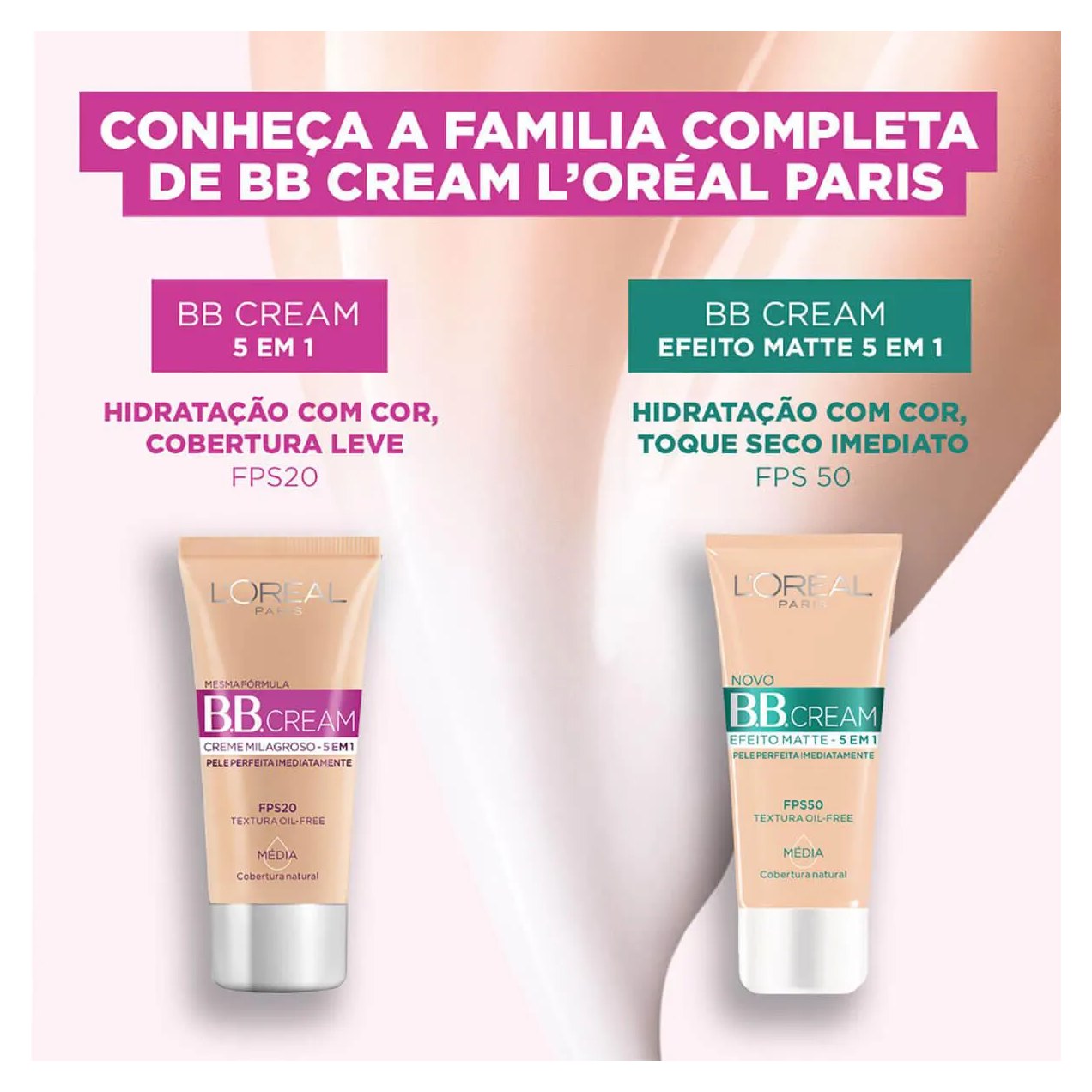 Base BB Cream L'Oréal Paris Efeito Matte 5 em 1 Cor Escura FPS 50 30ml