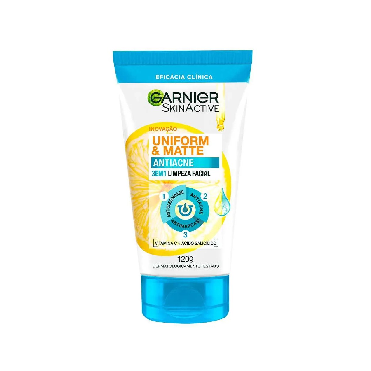 Esfoliante Garnier Uniform & Matte Antiacne 3 em 1 Limpeza Facial Limpa, Exfolia e Trata 120g