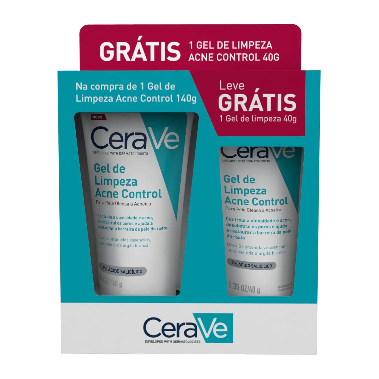 Promo Pack Gel de Limpeza Cerave Acne Control 140g + Grátis 40g