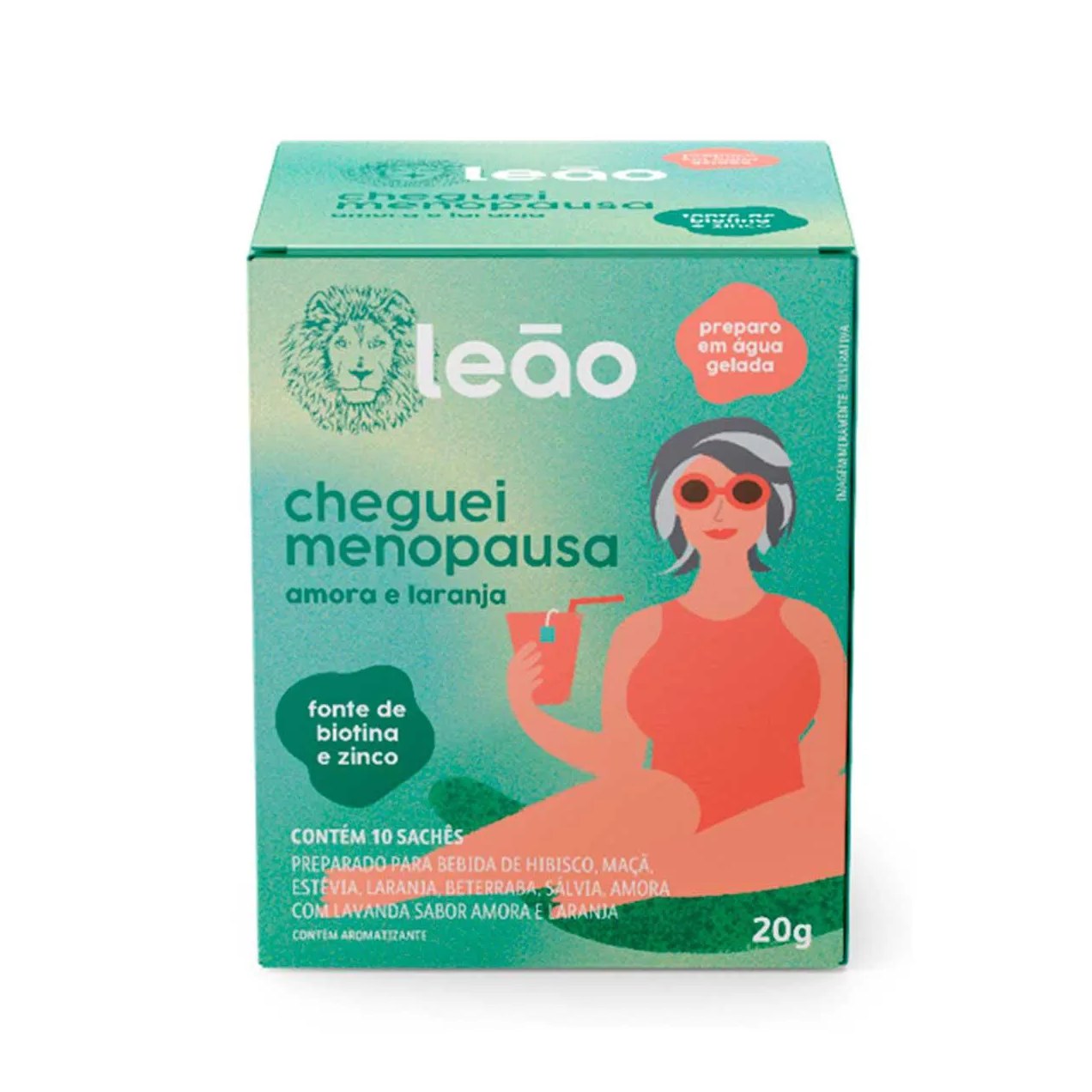 Leão Cheguei Menopausa Chá de Amora e Laranja 10 sachês